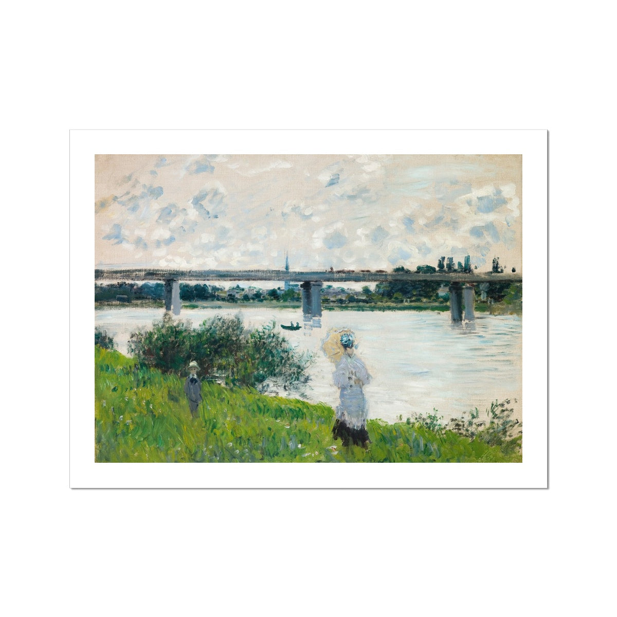 The Promenade with the Railroad Bridge, Argenteuil by Claude Monet Fine Art Print