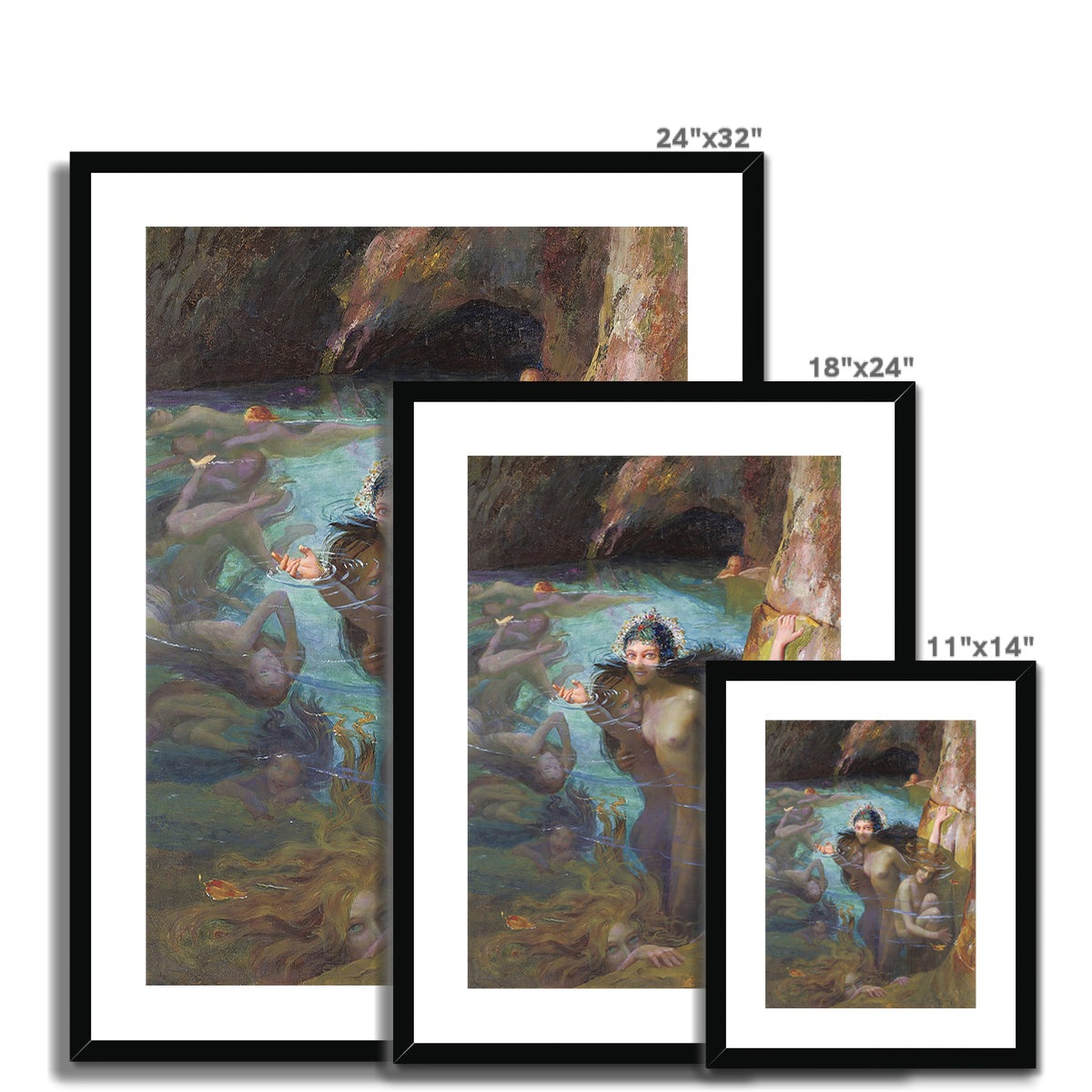 Sea Nymphs At A Grotto (1924) by Gaston Bussière Framed & Mounted Print