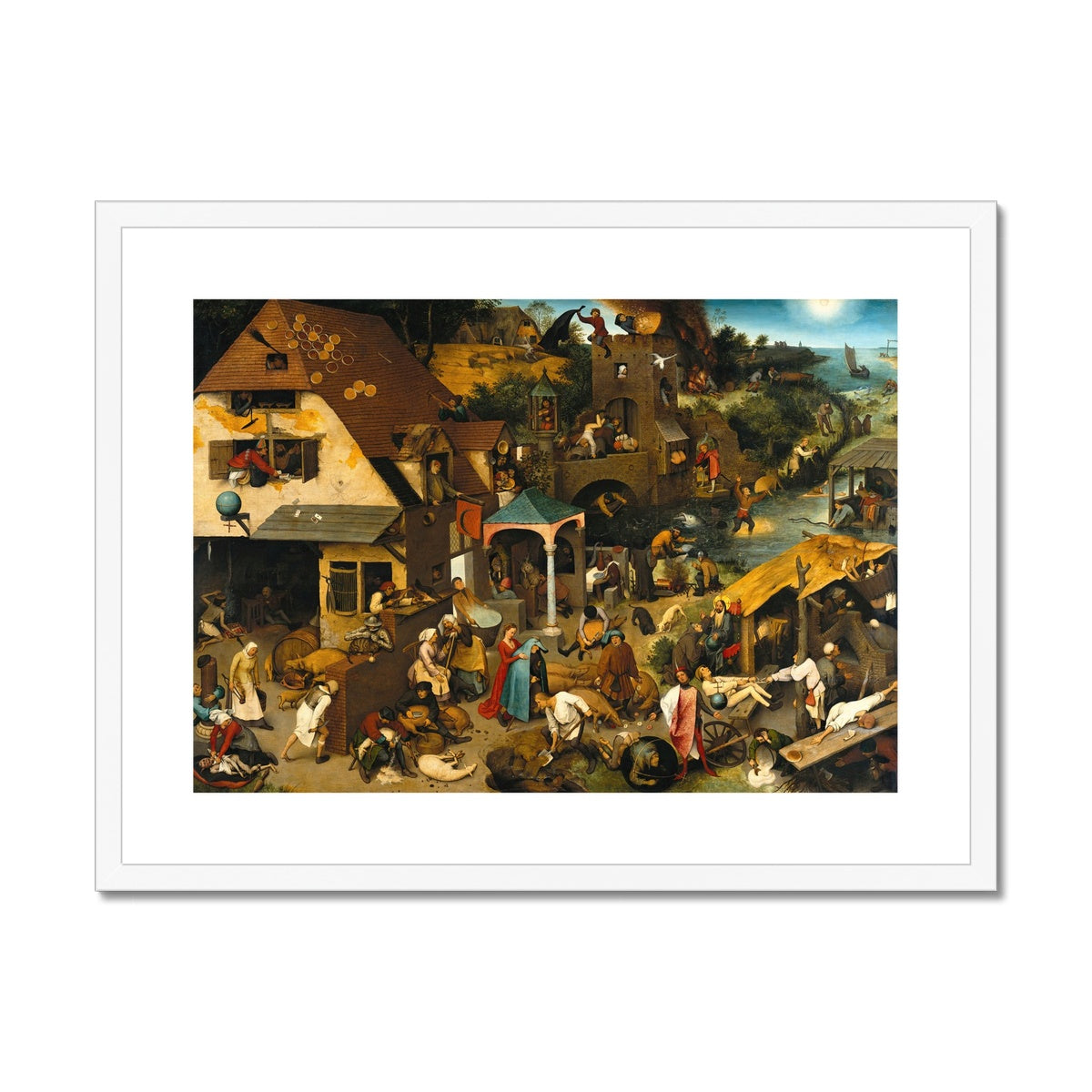 Netherlandish Proverbs (1559) by Pieter Bruegel The Elder Framed & Mounted Print