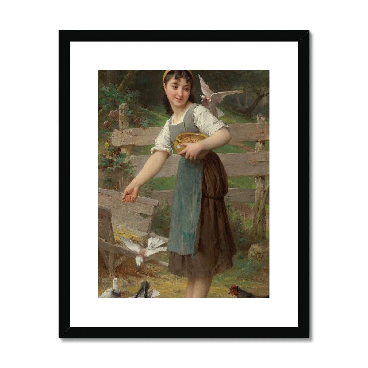 Feeding The Doves (1890) by Émile Munier Framed & Mounted Print