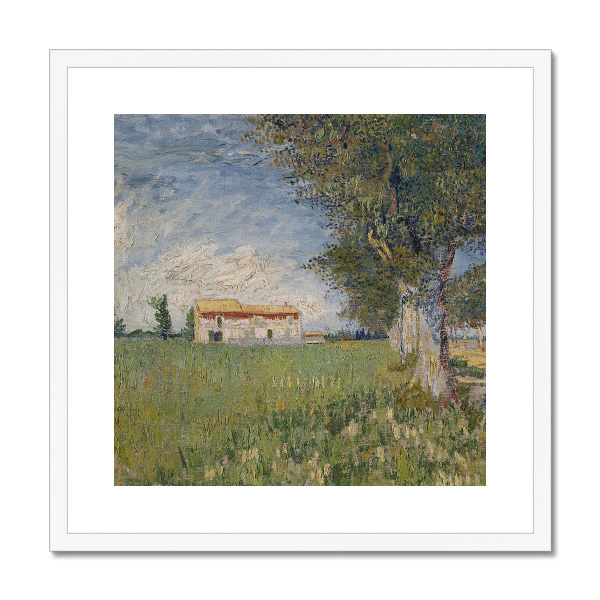 Farmhouse in a wheat field by Vincent van Gogh Framed & Mounted Print