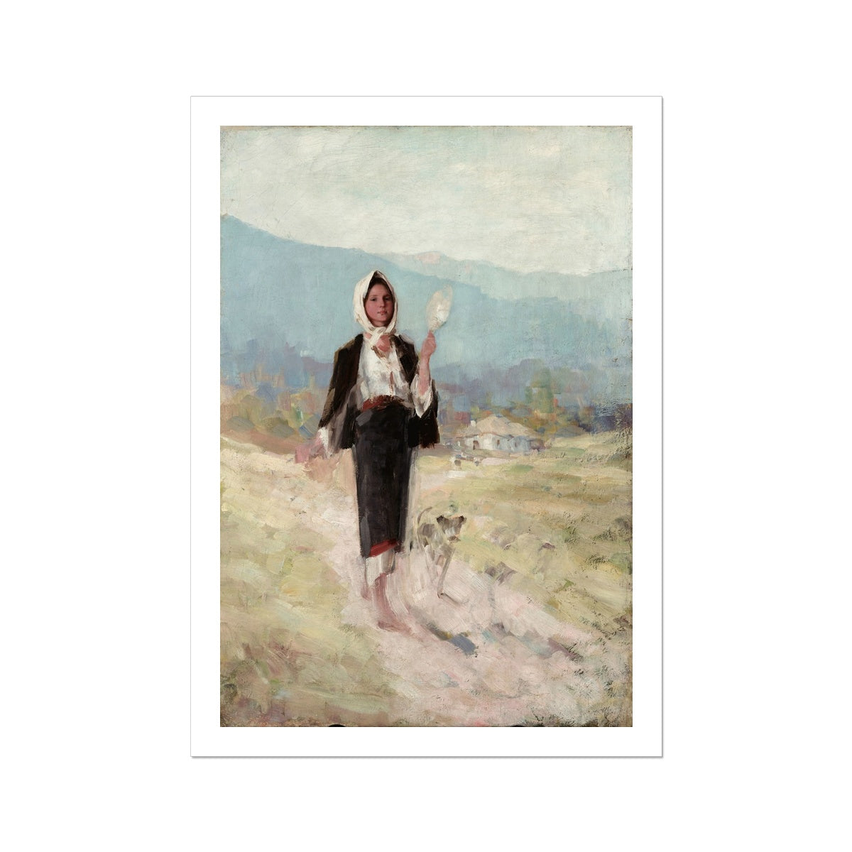 Peasant women with distaff (circa 1900) by Nicolae Grigorescu Fine Art Print